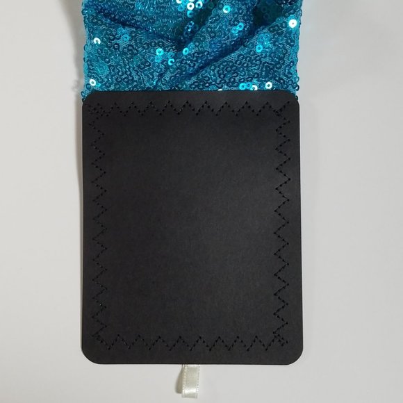 Men's Sequin Pre-Folded Pocket Square Insert - Turquoise Blue - Picture 5 of 9